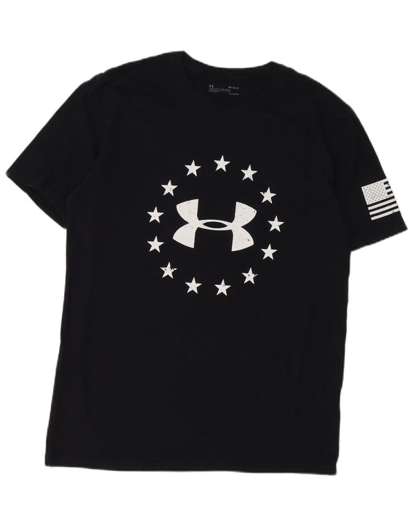 Męski T-shirt z grafiką UNDER ARMOUR Heat Gear, średni czarny, bawełniany