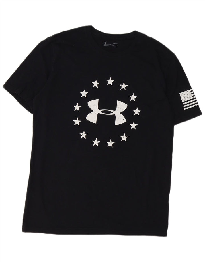 Męski T-shirt z grafiką UNDER ARMOUR Heat Gear, średni czarny, bawełniany