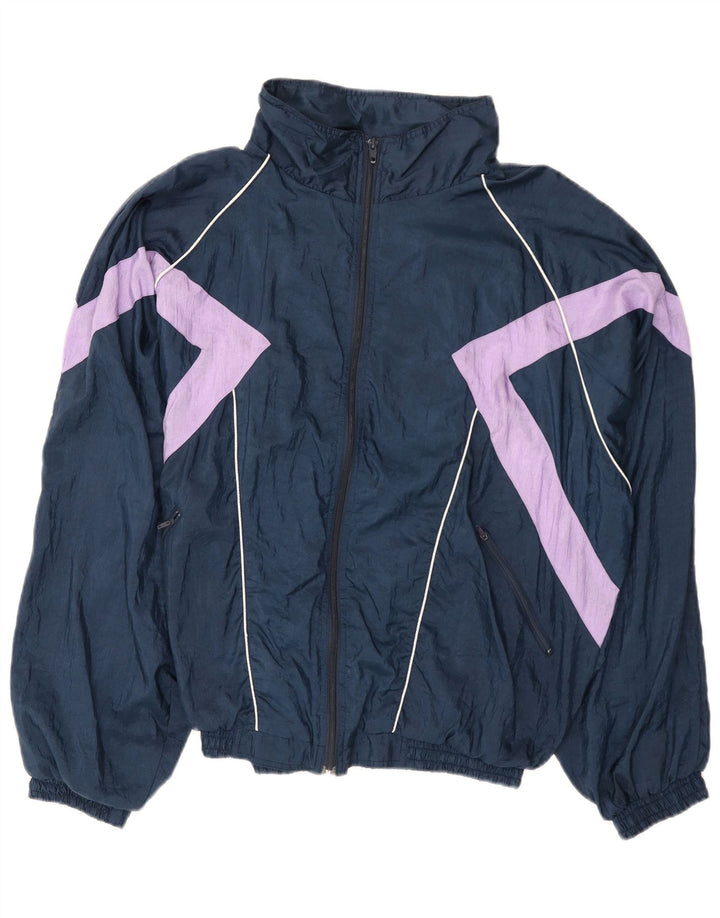 Męska kurtka dresowa VINTAGE XL, granatowa, z poliestru w blokach kolorów