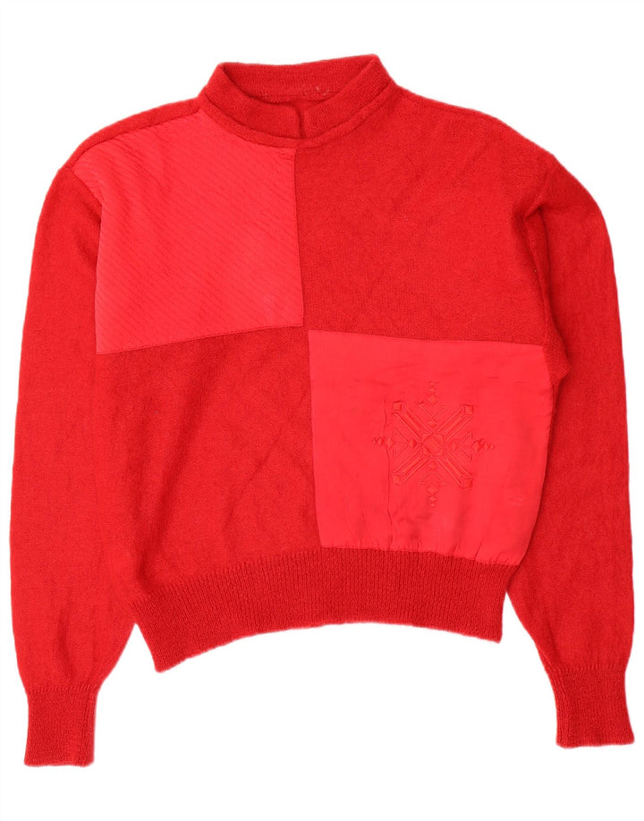 Sweter damski w stylu vintage z golfem UK 12 w kolorze średniej czerwieni