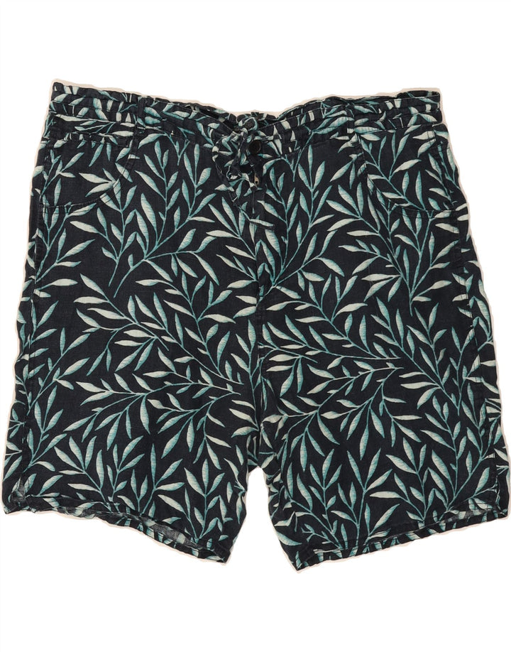 MOSSIMO Mens Abstract Pattern Casual Shorts Large W36 Navy Blue Linen Vintage Mossimo and Second-Hand Mossimo from Messina Hembry 