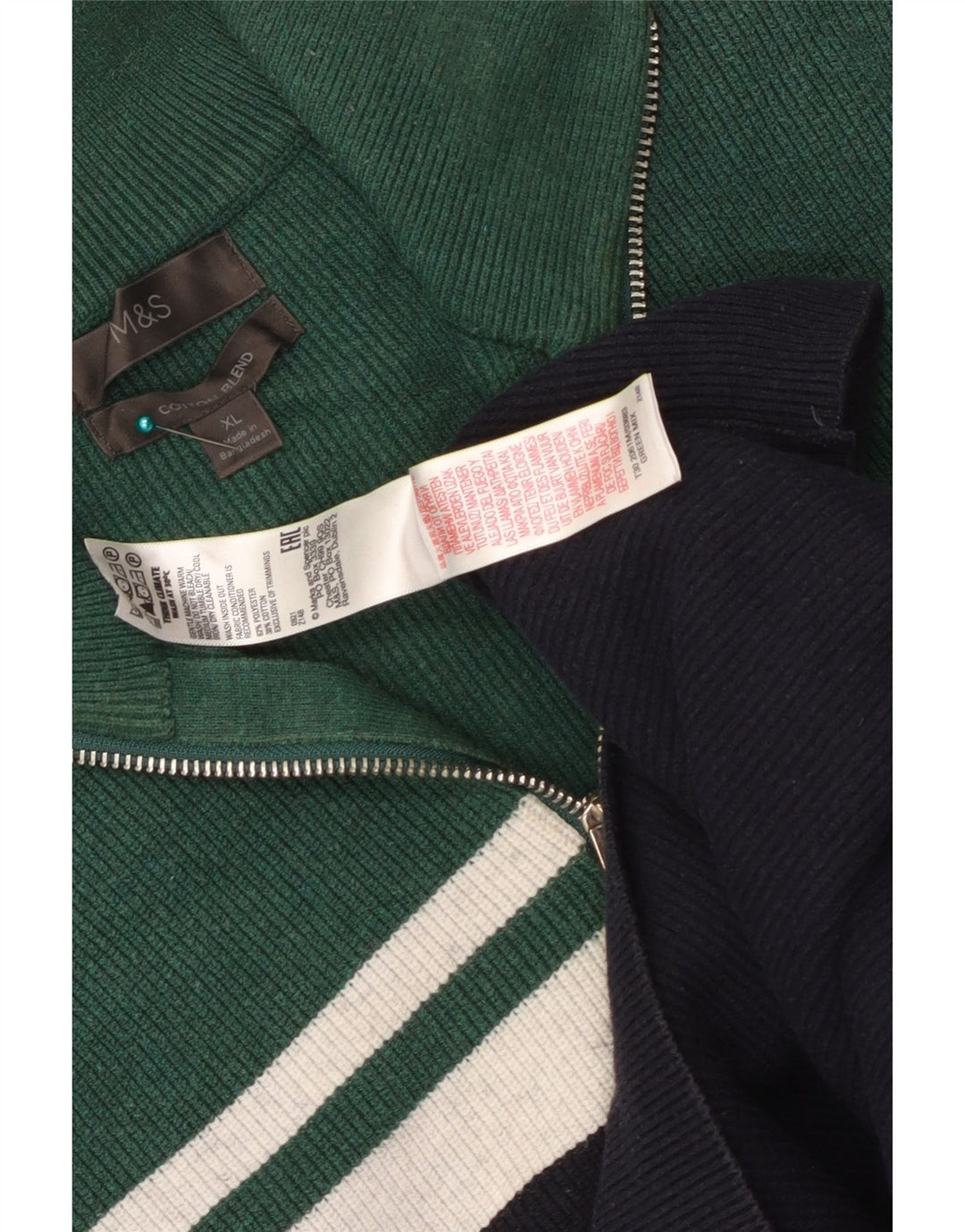 Marks & Spencer Męski sweter z zamkiem błyskawicznym XL, granatowy, z blokami kolorów