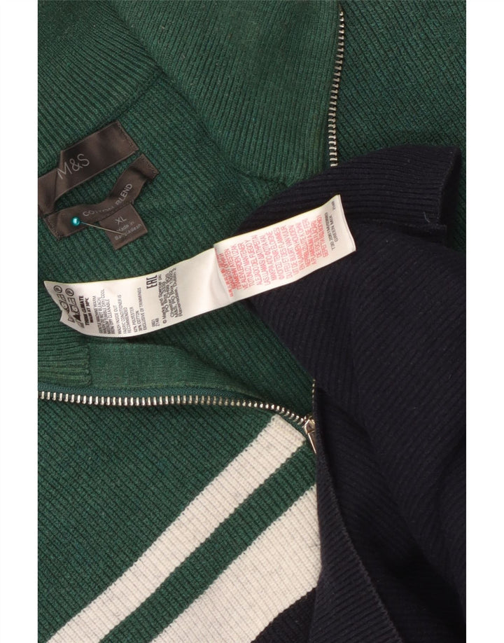 Marks & Spencer Męski sweter z zamkiem błyskawicznym XL, granatowy, z blokami kolorów