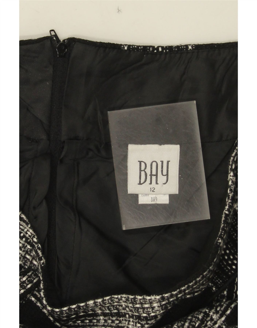 Damska spódnica w kształcie litery A Bay UK 12 Medium W30 Czarna akrylowa kratka