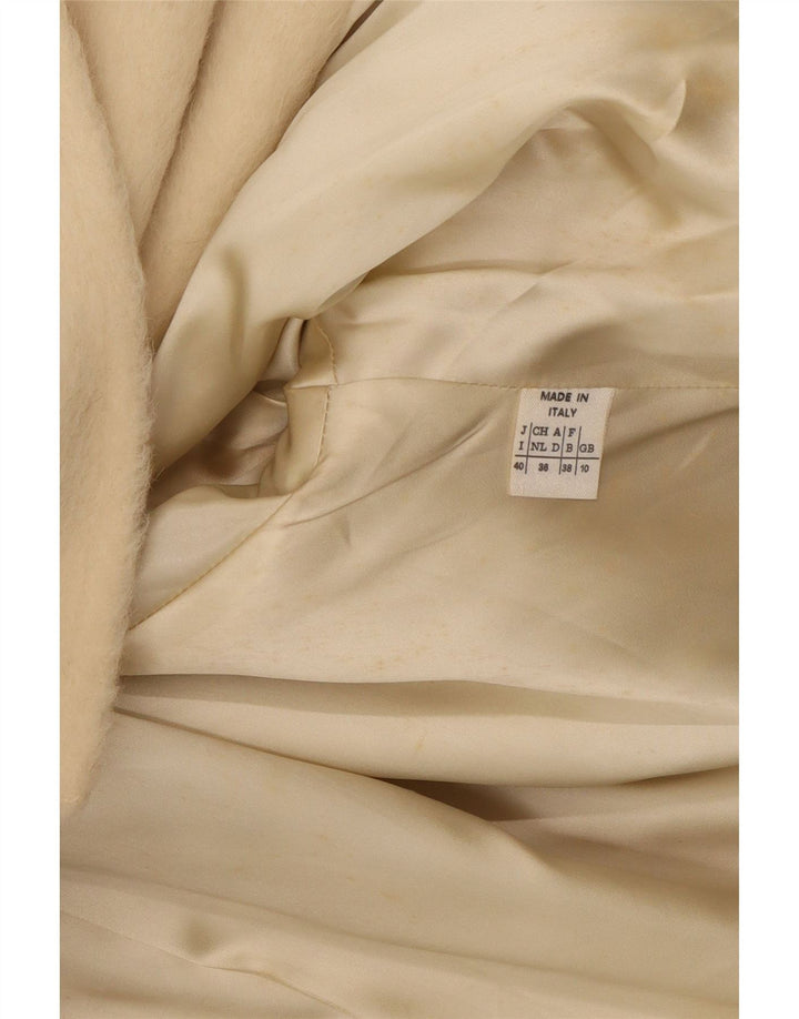 Dwurzędowy płaszcz damski Max Mara UK 10, mały, klasyczny, w kolorze złamanej bieli