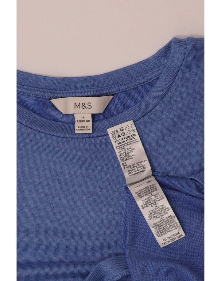 Marks & Spencer Damski top z długim rękawem UK 16, duży, niebieski wiskoza