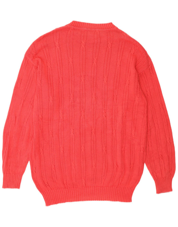 Damski sweter z okrągłym dekoltem Benetton UK 18 XL, czerwony, bawełniany