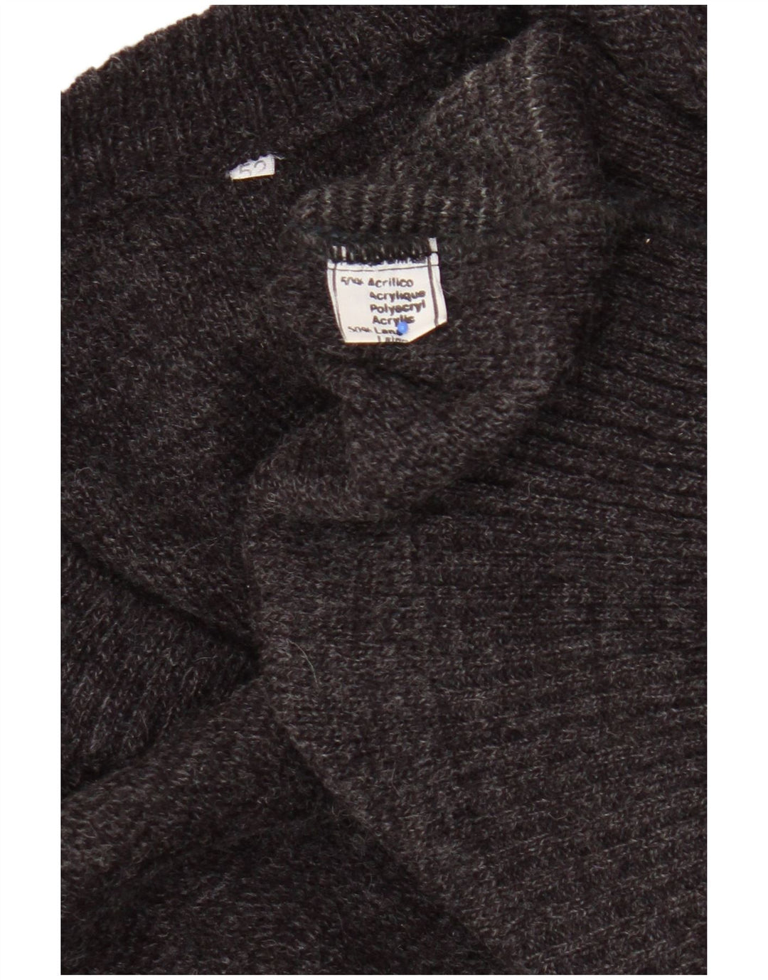 Męski sweter w stylu vintage z dekoltem w szpic IT 52, duży, szary, geometryczny akryl