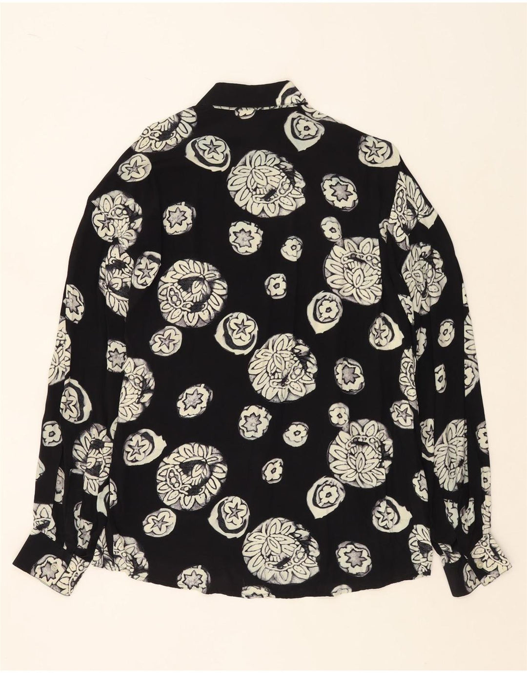Koszula męska VINTAGE duża czarna w kwiaty z wiskozy