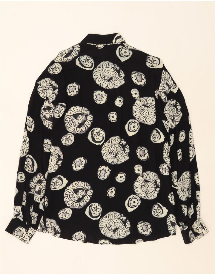 Koszula męska VINTAGE duża czarna w kwiaty z wiskozy