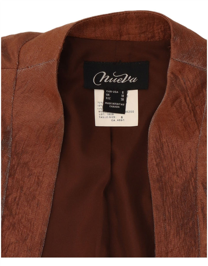 Vintage damska marynarka z rękawem 3/4 UK 10 Small Brown Rayon