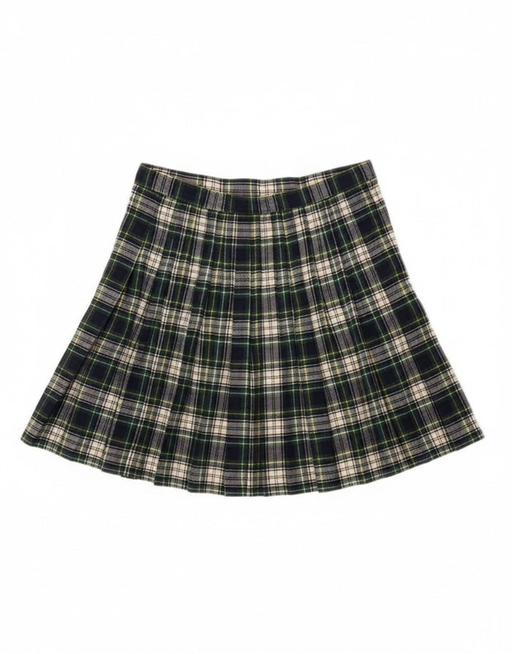 Vintage damska mini spódniczka kopertowa W28 w średnią zieloną kratę