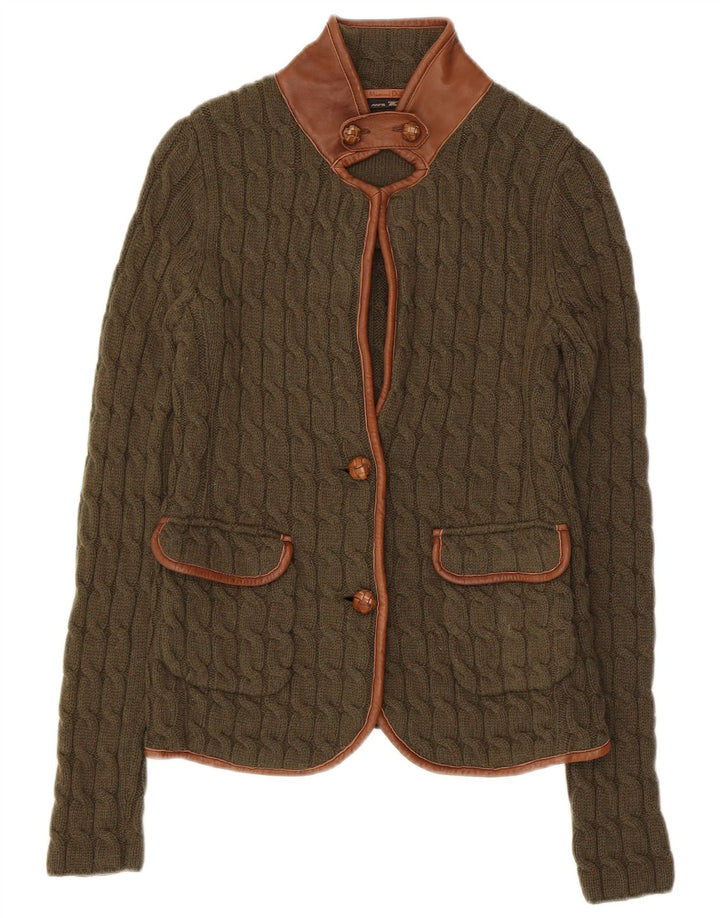 Sweter damski Massimo Dutti, kardigan UK 8, mała wełna w kolorze khaki