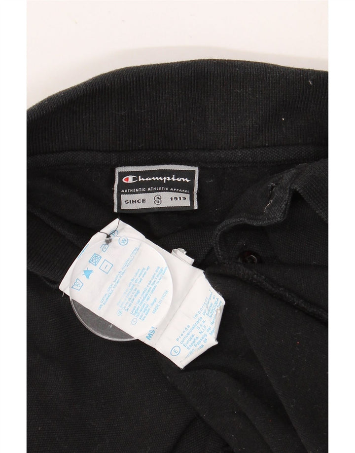 Męska koszulka polo CHAMPION z długim rękawem, średnia czarna, bawełniana