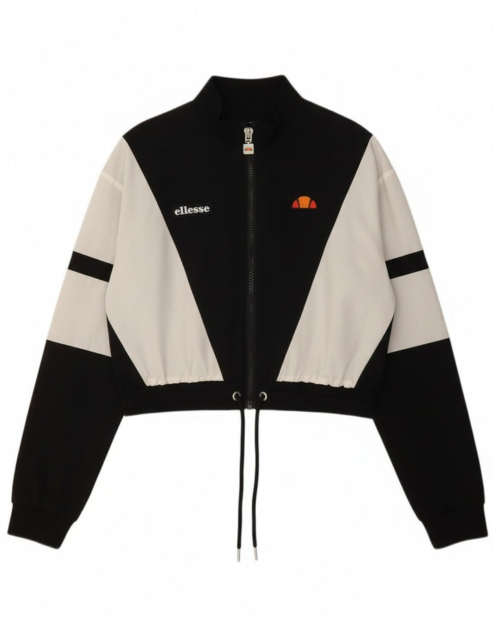 Damska kurtka dresowa Ellesse Crop Top UK 10 Small Black Colorblock