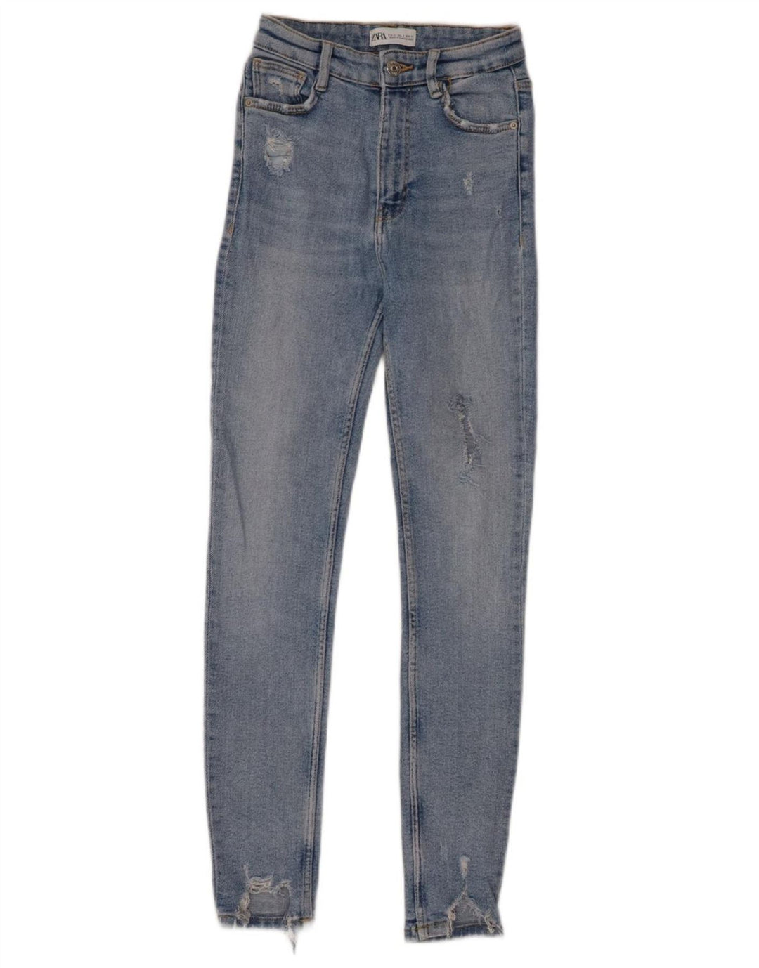 Damskie dżinsy rurki ZARA w trudnej sytuacji EU 34 2XS W24 L27 niebieskie
