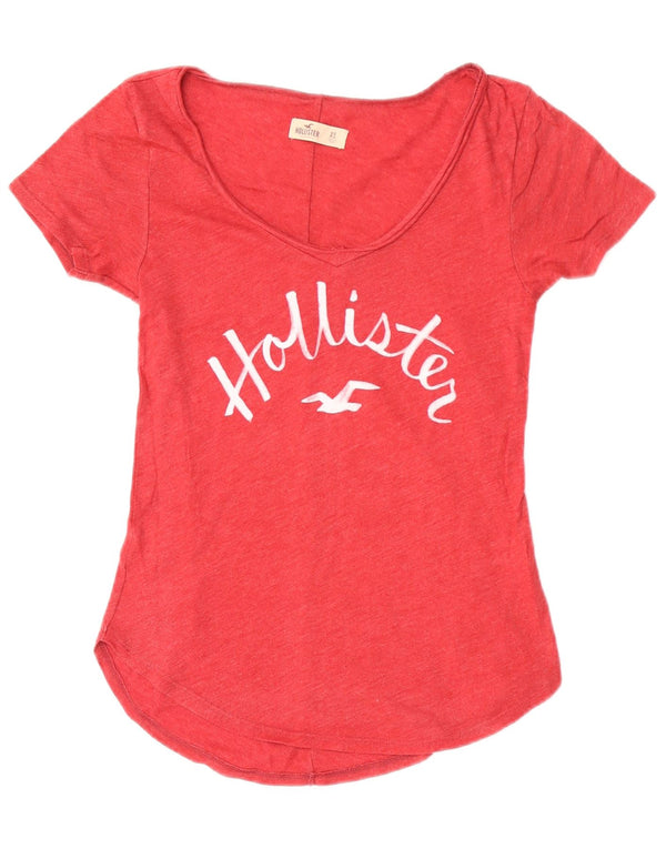 Damska koszulka z grafiką Hollister Top UK 4 XS, czerwona