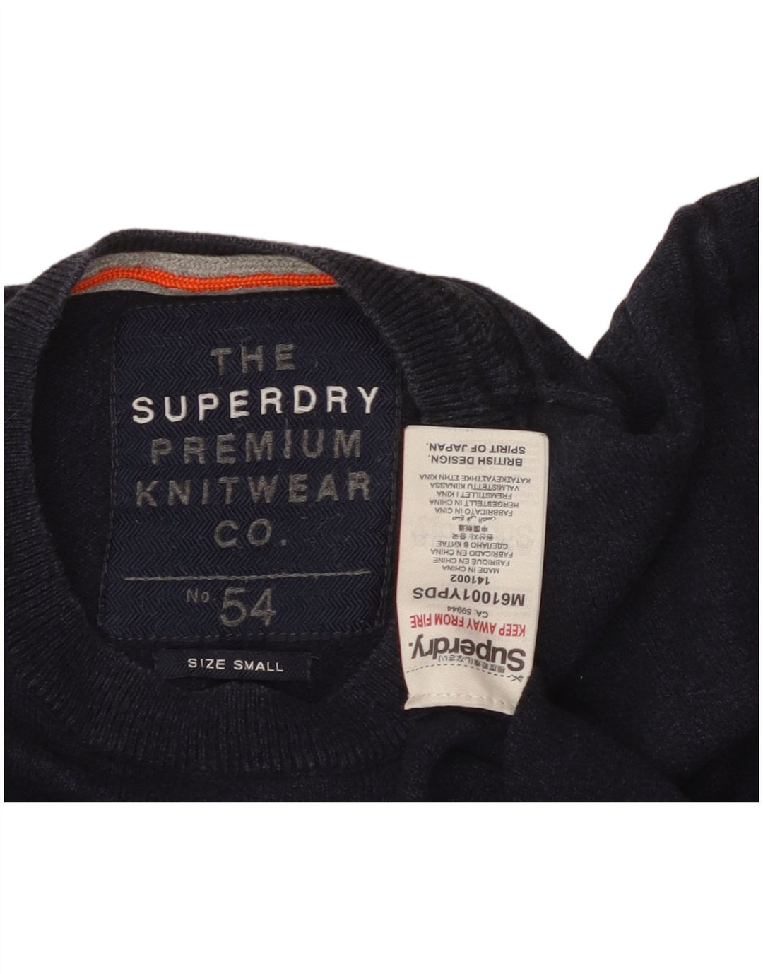 SUPERDRY Męski sweter z okrągłym dekoltem, mały, granatowy, bawełniany