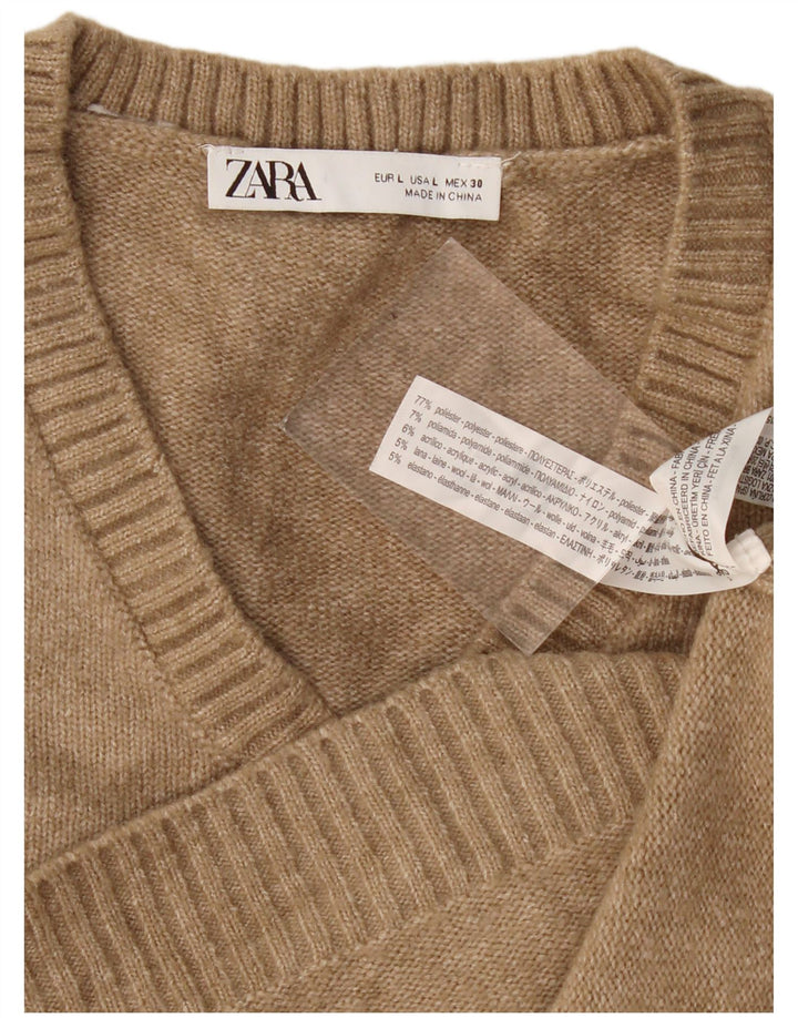 Damski podkoszulek Zara Crop Vest UK 16, duży, beżowy poliester
