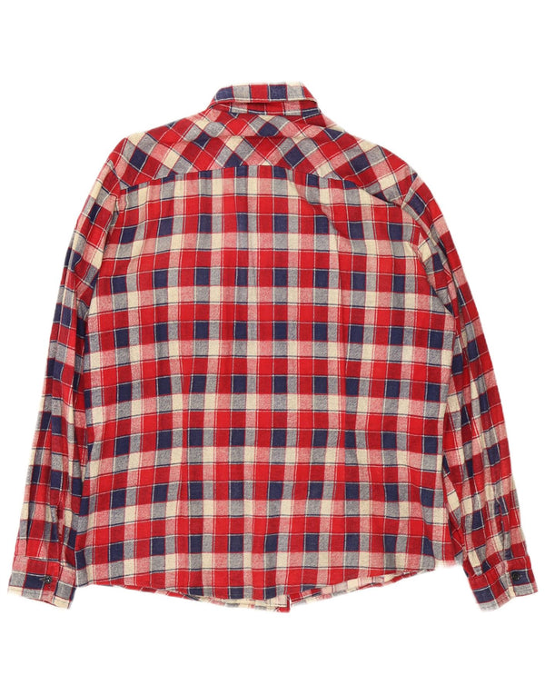 Męska koszula flanelowa w stylu vintage, rozmiar 42 16 1/2, duża, bawełniana w czerwoną kratę