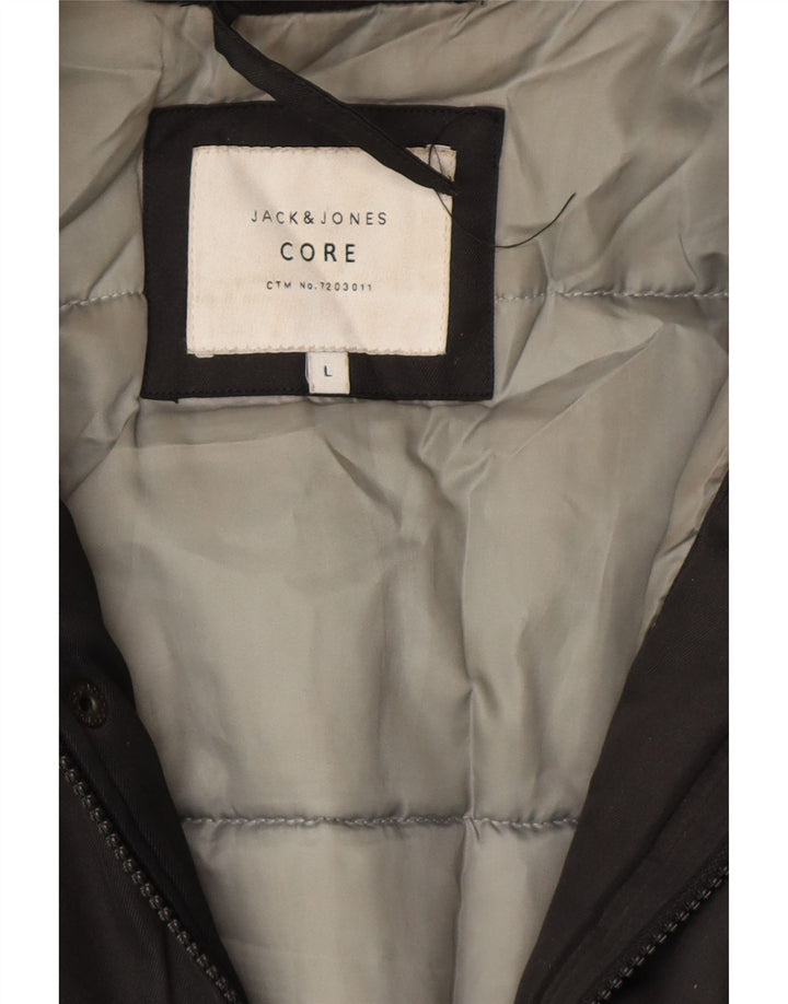 Męska kurtka parka z kapturem JACK & JONES UK 40, duża, czarna
