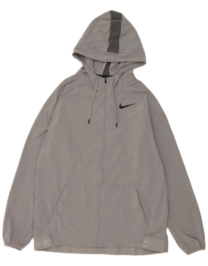 Męska kurtka dresowa z kapturem i kapturem Nike Dri Fit, duża, szara, z blokami kolorów