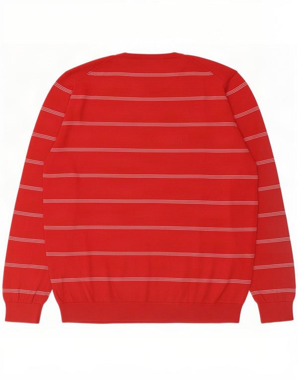 Męski sweter Massimo Dutti z dekoltem w kształcie litery V, XL, bawełniany w czerwone paski