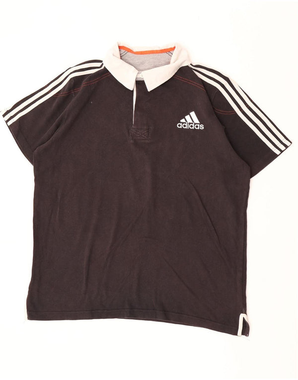 Adidas Mens Regular Fit Rugby Polo Shirt XL Black Colourblock Cotton