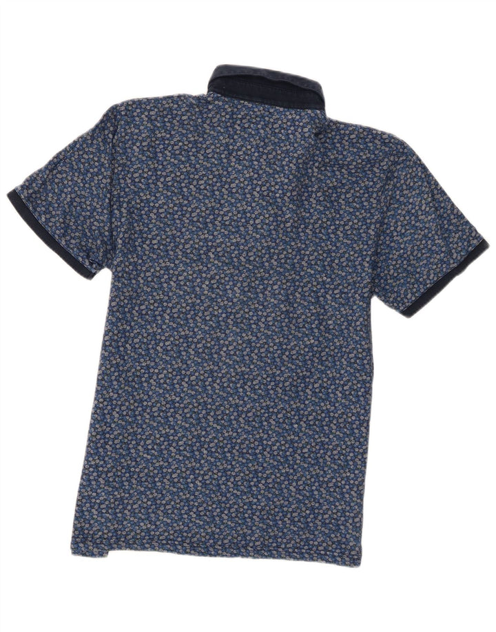 Męska koszulka polo Ted Baker, rozmiar 4, duża, niebieska, bawełniana w kwiaty