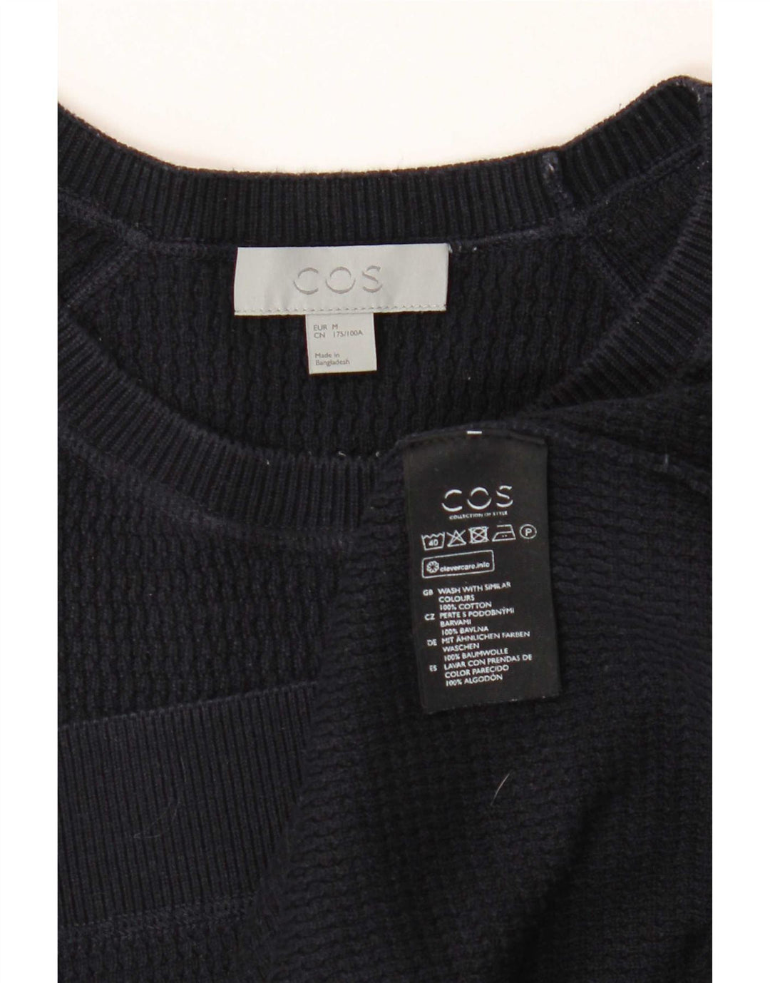 Cos Męski T-shirt Top Średni Granatowy Bawełniany