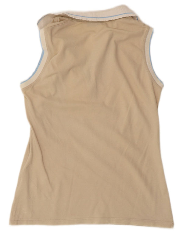 Damska koszulka polo FRED PERRY z falbanką z przodu, UK 14, duży beżowy blok kolorów