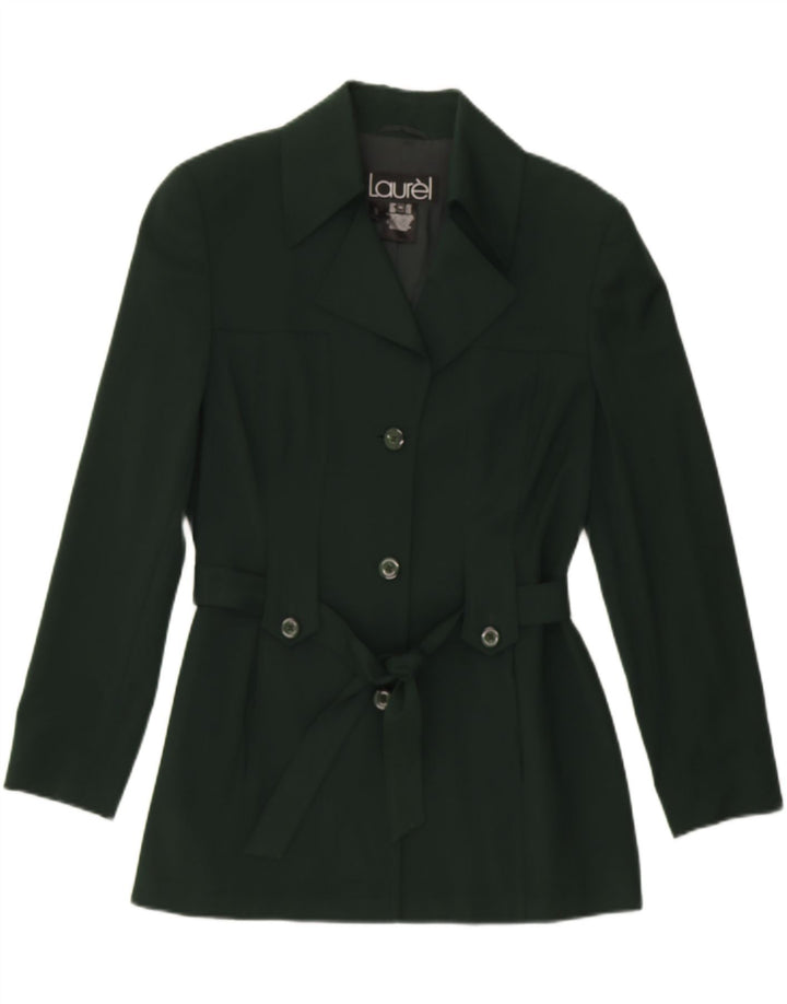 LAUREL Womens Longline 3 Button Blazer Jacket EU 40 Medium Green Wool Vintage Laurel and Second-Hand Laurel from Messina Hembry 