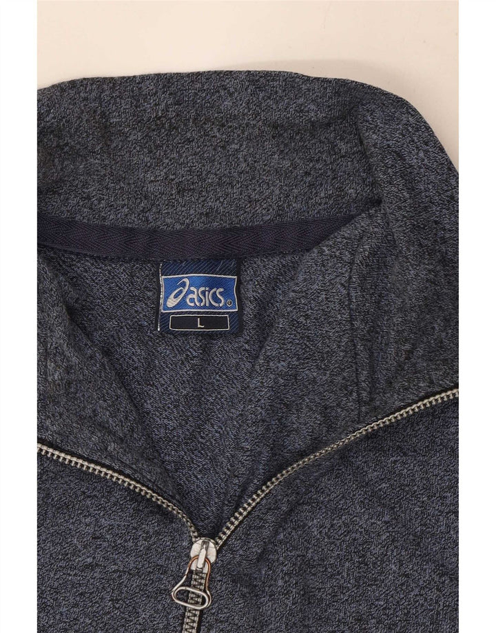 Męska bluza z kapturem i zamkiem błyskawicznym Asics, duża, granatowa, nakrapiana