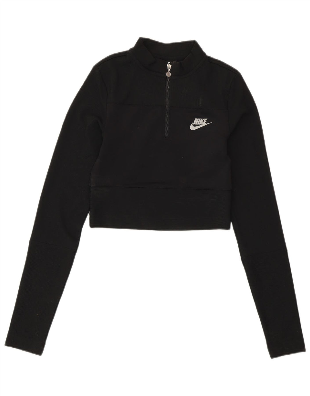 Damski sweter NIKE z krótkim rękawem i zamkiem błyskawicznym UK 4 XS, czarny poliester
