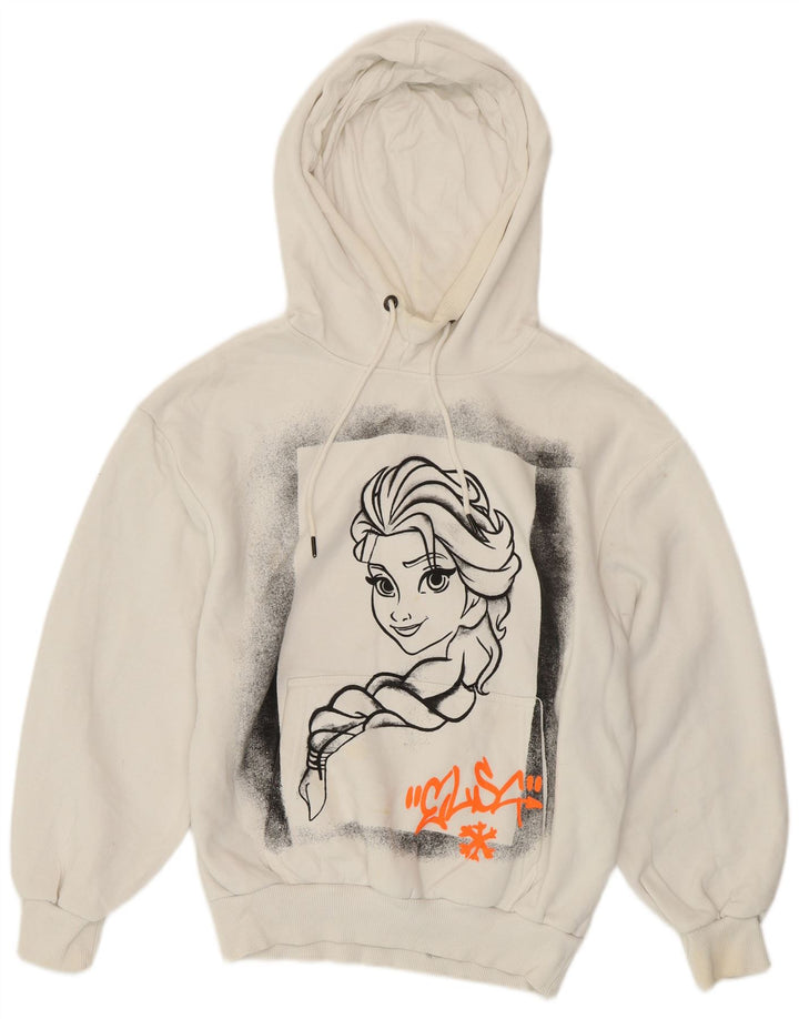 Damski sweter z kapturem ZARA Frozen Graphic UK 10, mały, biały