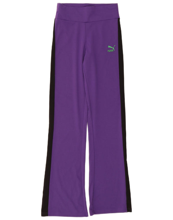 Damskie spodnie dresowe Puma Medium W28 L34 Fioletowe sportowe bloki kolorów