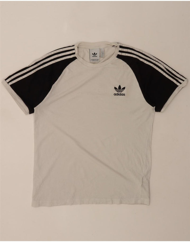 Adidas Męski T-shirt Top Średniej Białej Bawełny z Blokami Kolorów