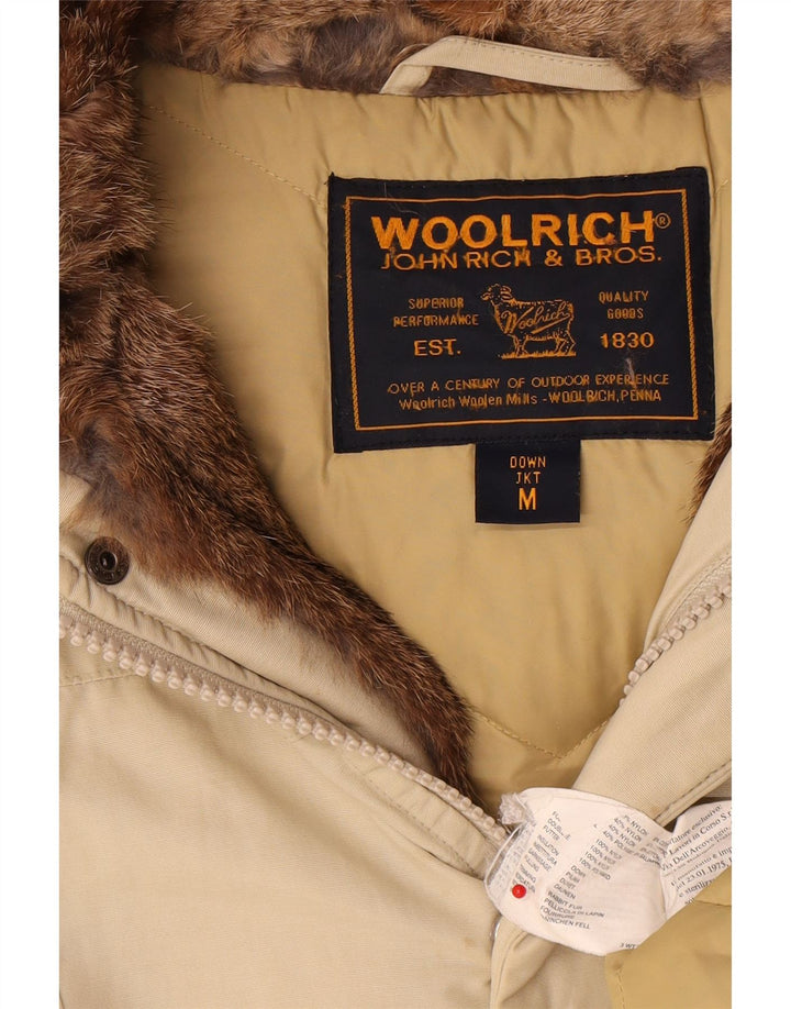 Damski ocieplany płaszcz z kapturem Woolrich UK 12, średni beż, bawełna