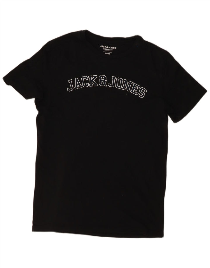 Męski T-shirt z grafiką Jack & Jones o regularnym kroju, średni czarny, bawełniany