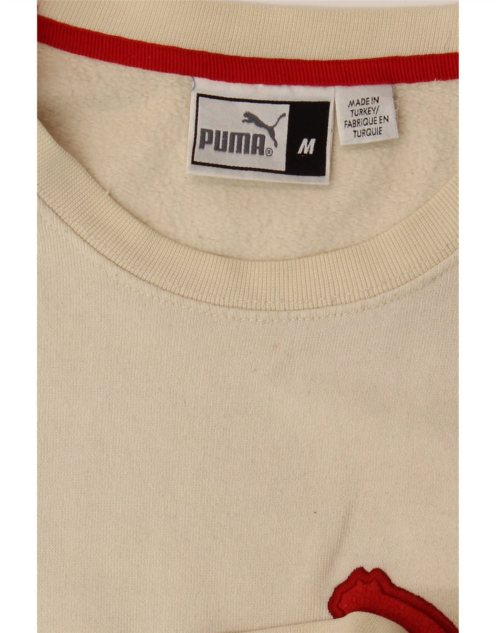 Męski sweter z grafiką PUMA, średni złamanej bieli