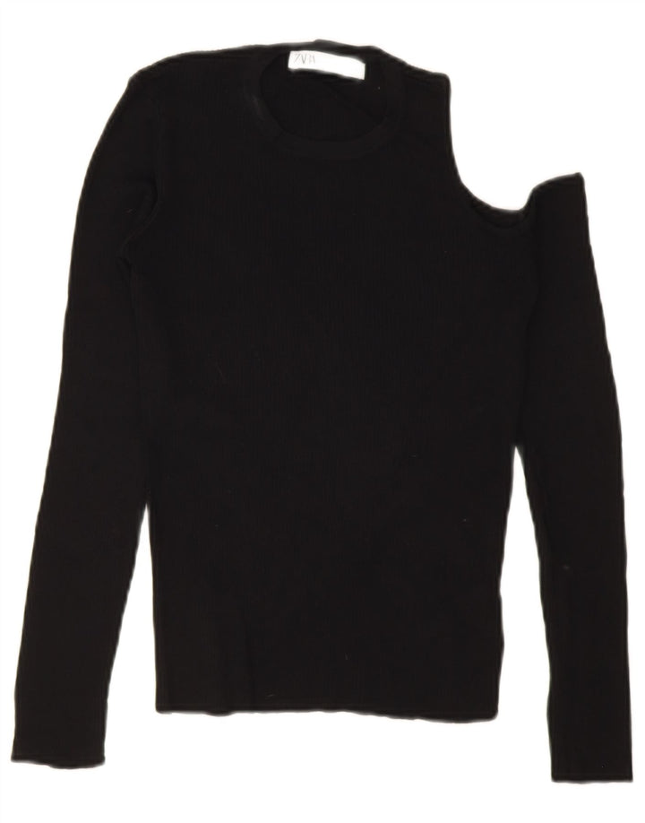 Damski top na jedno ramię Zara UK 12, średni czarny