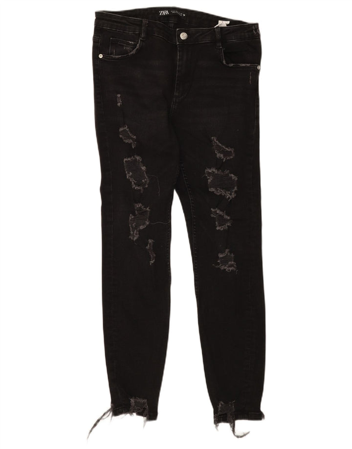 Damskie jeansy Zara w trudnej sytuacji, EU 40 Medium W30 L27, czarna bawełna