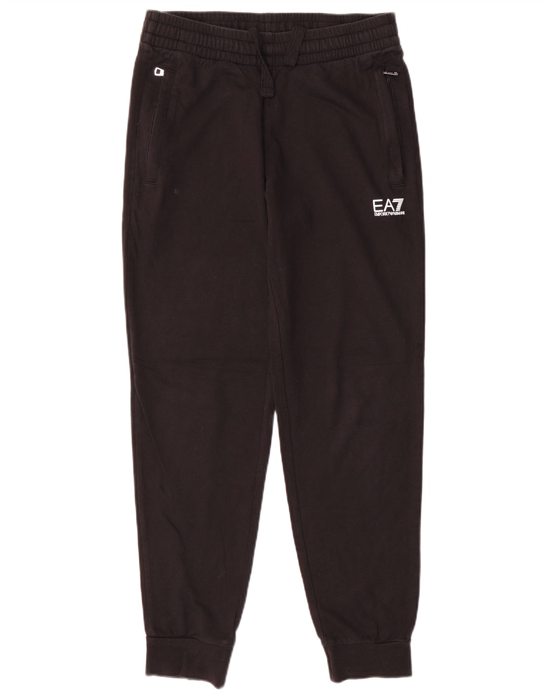 Męskie spodnie dresowe EMPORIO ARMANI Joggery, średnia czarna bawełna