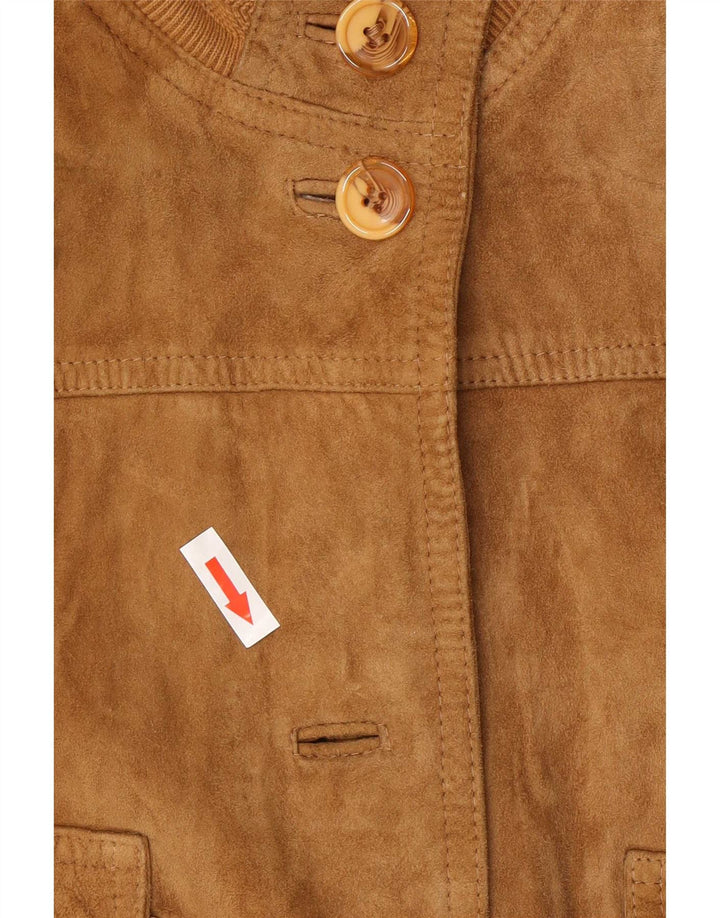 Vintage damska zamszowa kurtka bomber IT 44 średniej beżowej skóry