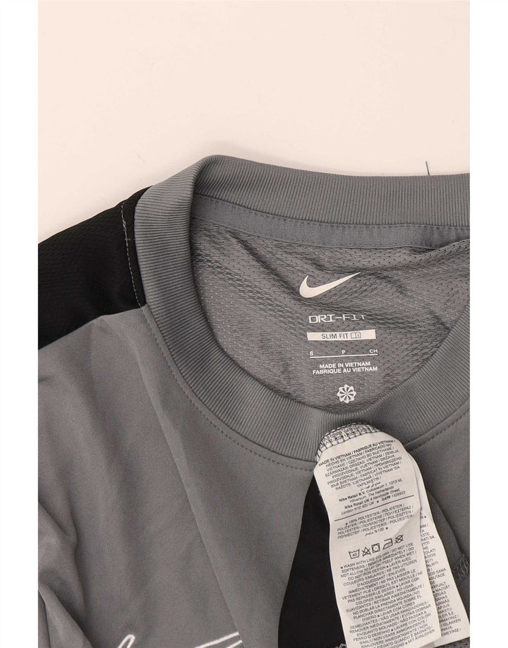 Męski T-shirt Nike Dri Fit Slim Fit, mały, szary poliester z blokami kolorów