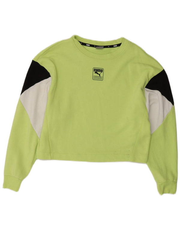 Damska bluza Puma Crop Jumper UK 10, mała, zielona, bawełniana w bloki kolorów