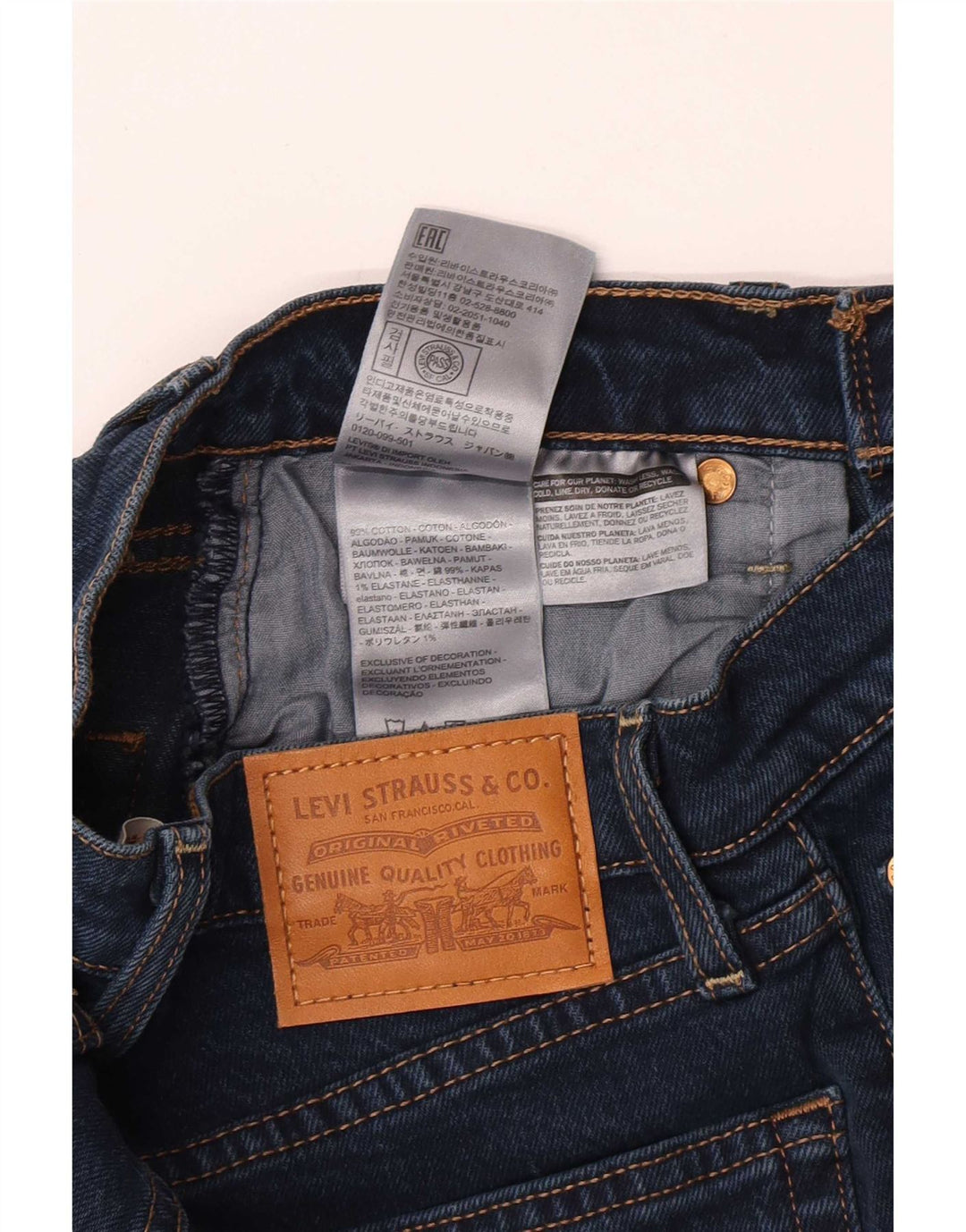 Damskie spodenki jeansowe Levi's W25 XS Granatowe, bawełniane