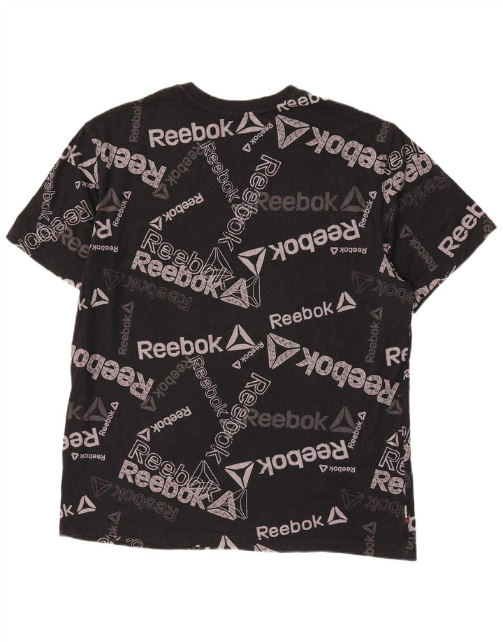 Męska koszulka Reebok z grafiką, duża, czarna, bawełniana