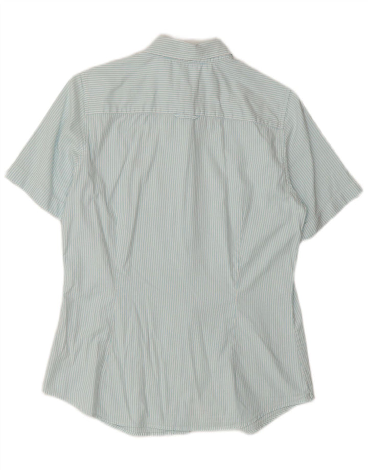 Koszula damska z krótkim rękawem GANT UK 12, bawełniana w kolorze średniego błękitu w prążki