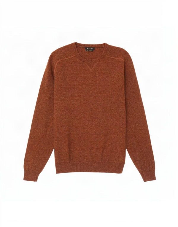Męski sweter Massimo Dutti z okrągłym dekoltem, średniej wielkości brązowa wełna